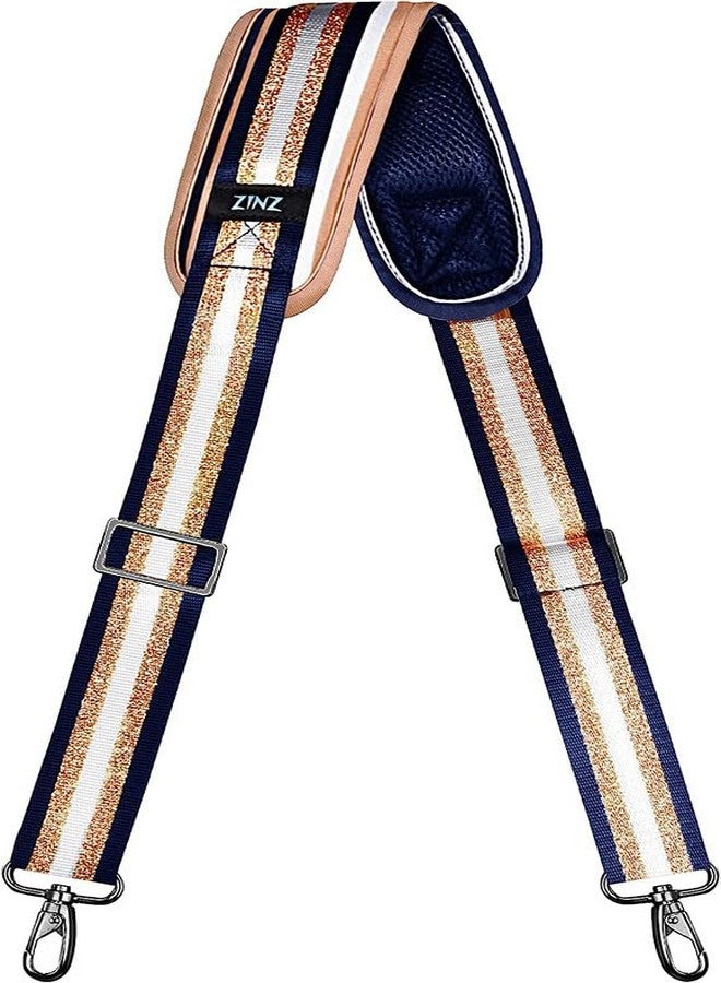 ZINZ Shoulder Strap, 57" Padded Adjustable Shoulder Bag Straps Replacement for Bags with D-Ring (Blue Gold) - Image 1